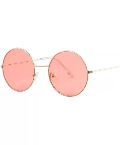 Retro Oval Sunglasses Women Brand Designer UV400 Vintage Metal Fe Round Sun Glasses Female - Gold Red - CF18W80U89M $5.47 Oval