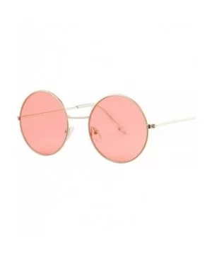 Retro Oval Sunglasses Women Brand Designer UV400 Vintage Metal Fe Round Sun Glasses Female - Gold Red - CF18W80U89M $5.47 Oval