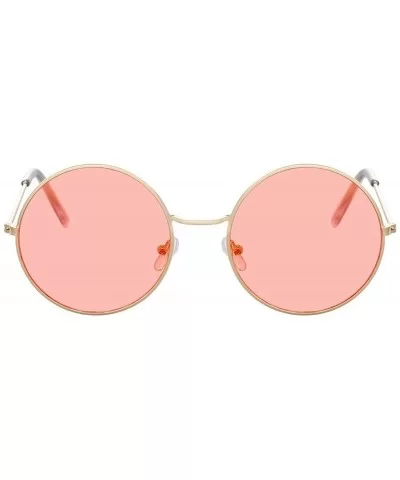 Retro Oval Sunglasses Women Brand Designer UV400 Vintage Metal Fe Round Sun Glasses Female - Gold Red - CF18W80U89M $5.47 Oval