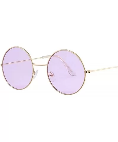 Retro Oval Sunglasses Women Brand Designer UV400 Vintage Metal Fe Round Sun Glasses Female - Gold Red - CF18W80U89M $5.47 Oval