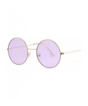 Retro Oval Sunglasses Women Brand Designer UV400 Vintage Metal Fe Round Sun Glasses Female - Gold Red - CF18W80U89M $5.47 Oval