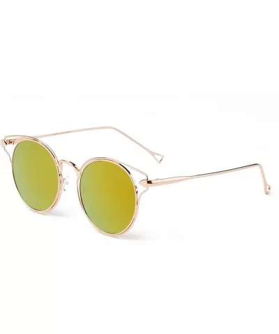 "Paris" Modern Round Unique Flash Lens Fashion Sunglasses - Gold/Orange - C712M3W43VB $10.69 Rectangular