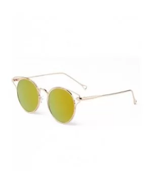 "Paris" Modern Round Unique Flash Lens Fashion Sunglasses - Gold/Orange - C712M3W43VB $10.69 Rectangular