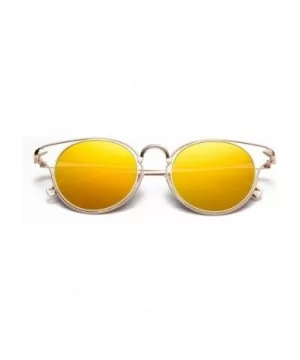 "Paris" Modern Round Unique Flash Lens Fashion Sunglasses - Gold/Orange - C712M3W43VB $10.69 Rectangular