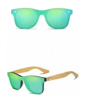 Genuine polarized sunglasses handmade square men fashion Full Lens UV400 Bamboo - Green - CH18ZYC8886 $21.56 Square