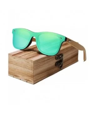 Genuine polarized sunglasses handmade square men fashion Full Lens UV400 Bamboo - Green - CH18ZYC8886 $21.56 Square