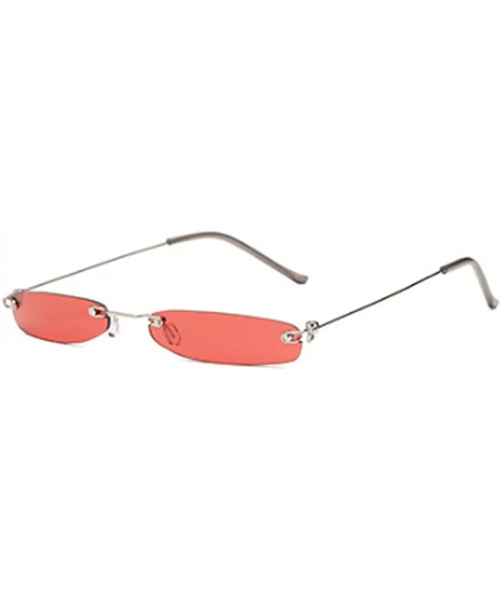 Vintage Small Sunglasses Rectangular Metal Rimless for Men and women - Red - CA18GIZM50Q $6.55 Oval