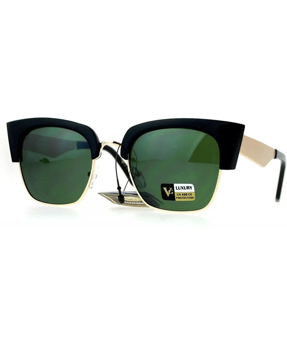 VG Sunglasses Womens Fashion Square Cateye Retro Shades UV 400 - Black (Dark Green) - CS12O1X7NHU $7.17 Square