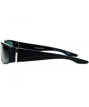 Glass Lens Rectangular Mens Plastic Frame Thick Arm Sunglasses - All Black - CL12BWPFVTD $6.24 Rectangular