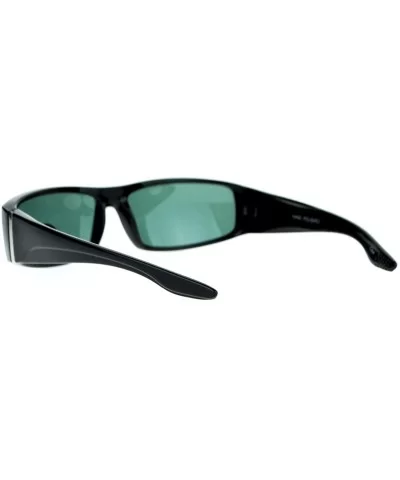 Glass Lens Rectangular Mens Plastic Frame Thick Arm Sunglasses - All Black - CL12BWPFVTD $6.24 Rectangular