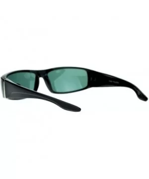 Glass Lens Rectangular Mens Plastic Frame Thick Arm Sunglasses - All Black - CL12BWPFVTD $6.24 Rectangular