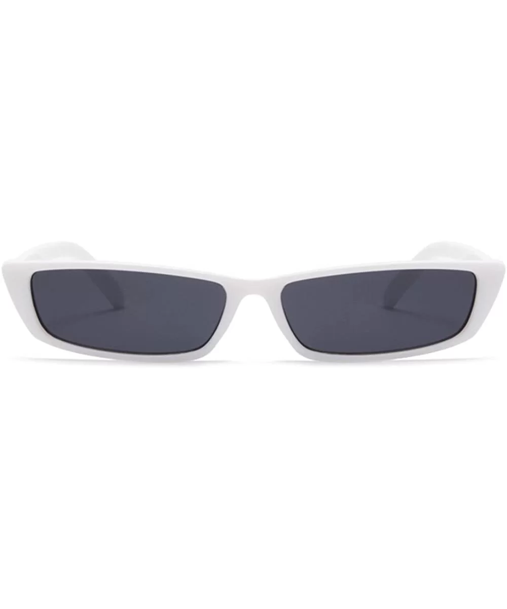 Rectangle Small Frame Sunglasses Fashion Designer Square Shades for women - White Frame - CK194WAQLDQ $8.50 Round