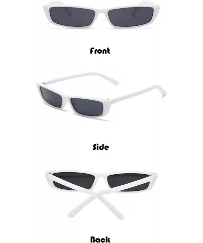 Rectangle Small Frame Sunglasses Fashion Designer Square Shades for women - White Frame - CK194WAQLDQ $8.50 Round