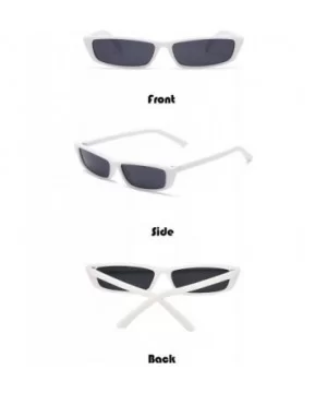 Rectangle Small Frame Sunglasses Fashion Designer Square Shades for women - White Frame - CK194WAQLDQ $8.50 Round