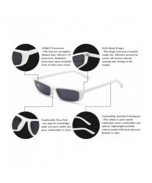 Rectangle Small Frame Sunglasses Fashion Designer Square Shades for women - White Frame - CK194WAQLDQ $8.50 Round