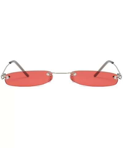 Vintage Small Sunglasses Rectangular Metal Rimless for Men and women - Red - CA18GIZM50Q $6.55 Oval