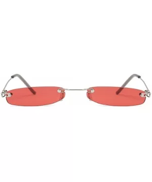 Vintage Small Sunglasses Rectangular Metal Rimless for Men and women - Red - CA18GIZM50Q $6.55 Oval