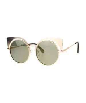 Womens Round Cateye Sunglasses Oversized Metal Wing Top Frame Mirror Lens - Gold (Gold Mirror) - CP1878ATCRR $9.08 Round