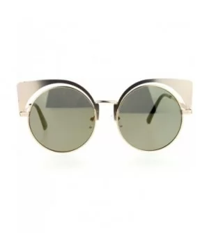 Womens Round Cateye Sunglasses Oversized Metal Wing Top Frame Mirror Lens - Gold (Gold Mirror) - CP1878ATCRR $9.08 Round