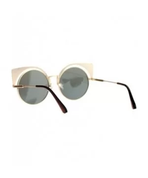 Womens Round Cateye Sunglasses Oversized Metal Wing Top Frame Mirror Lens - Gold (Gold Mirror) - CP1878ATCRR $9.08 Round