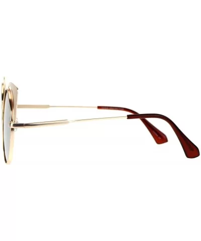 Womens Round Cateye Sunglasses Oversized Metal Wing Top Frame Mirror Lens - Gold (Gold Mirror) - CP1878ATCRR $9.08 Round