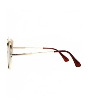 Womens Round Cateye Sunglasses Oversized Metal Wing Top Frame Mirror Lens - Gold (Gold Mirror) - CP1878ATCRR $9.08 Round