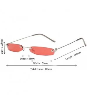 Vintage Small Sunglasses Rectangular Metal Rimless for Men and women - Red - CA18GIZM50Q $6.55 Oval