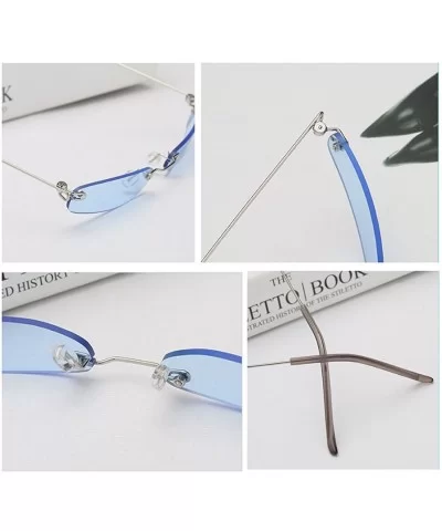 Vintage Small Sunglasses Rectangular Metal Rimless for Men and women - Red - CA18GIZM50Q $6.55 Oval