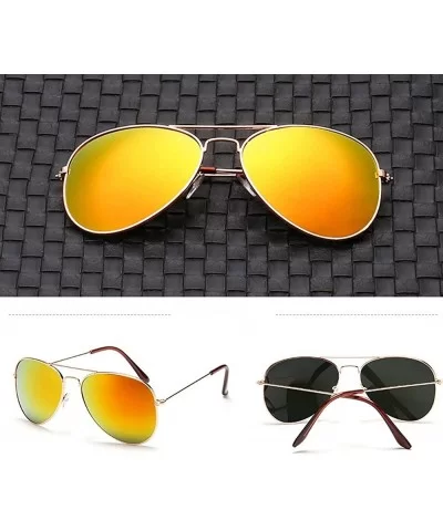 Mirrored Aviator Sunglasses for Men Women Unisex Oversized Trendy Designer UV400 Sun Glasses - J - CM195IG858O $5.14 Oversized