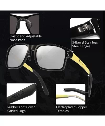 Classic Square Sunglasses Men Sports Polarized & 100% UV Protection Outdoor eyewear KD524 - Mirrored Silver - C1194CL0GW9 $29...