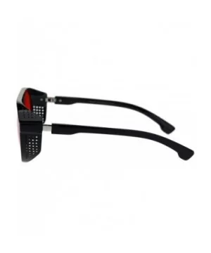 Mens Cafe Racer Style Side Visor Round Vintage Plastic Sunglasses - Black Red - CZ18QAU6HHK $7.77 Sport