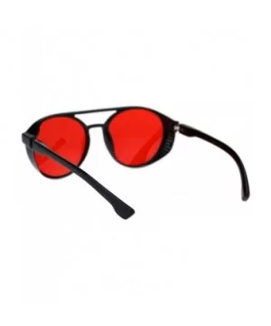 Mens Cafe Racer Style Side Visor Round Vintage Plastic Sunglasses - Black Red - CZ18QAU6HHK $7.77 Sport