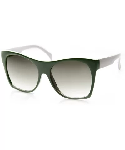 Womens Oversized High Temple Square Frame Cat Eye Sunglasses - Green-grey Gradient - CI11YEJ8DS1 $5.63 Cat Eye