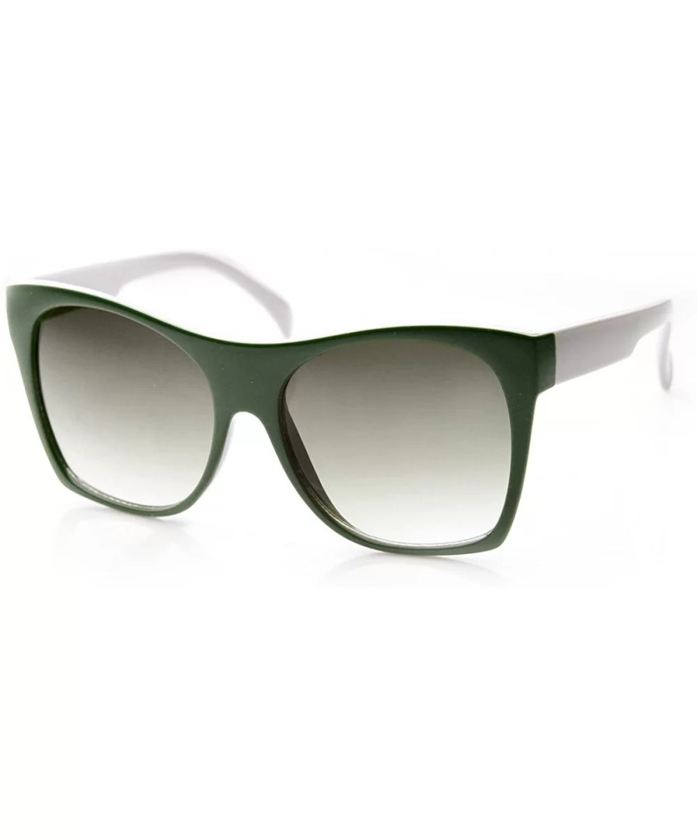 Womens Oversized High Temple Square Frame Cat Eye Sunglasses - Green-grey Gradient - CI11YEJ8DS1 $5.63 Cat Eye