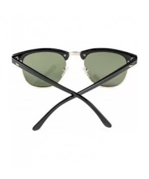 Semi Rimless Half Horn UV400 Sunglasses - (2 Pairs) Matte Black Frame/Green Lens + Matte Havana Frame/Green Lens - CY12I3GXQD...