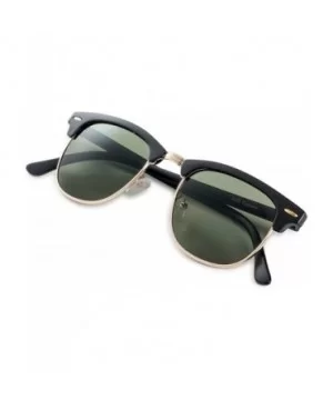 Semi Rimless Half Horn UV400 Sunglasses - (2 Pairs) Matte Black Frame/Green Lens + Matte Havana Frame/Green Lens - CY12I3GXQD...