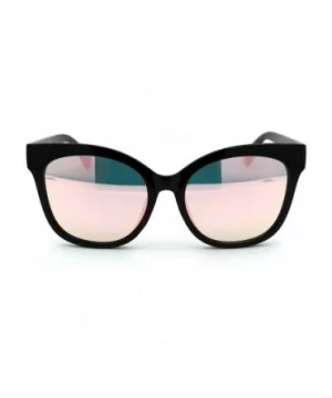 Mirrored Mirror Flat Lens Oversize Horn Rim Horned Sunglasses - Black Peach - CP12HVJZQUX $9.01 Wayfarer