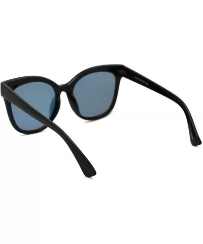 Mirrored Mirror Flat Lens Oversize Horn Rim Horned Sunglasses - Black Peach - CP12HVJZQUX $9.01 Wayfarer