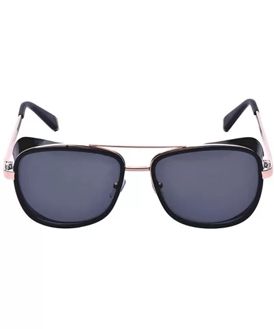 Iron Man Tony Retro Sunglasses Windshield Double Beam Square Metal Frame Glass - Black - CU18SRU278W $6.18 Shield