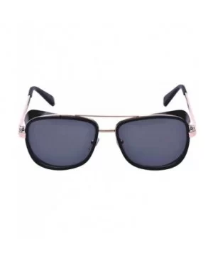 Iron Man Tony Retro Sunglasses Windshield Double Beam Square Metal Frame Glass - Black - CU18SRU278W $6.18 Shield