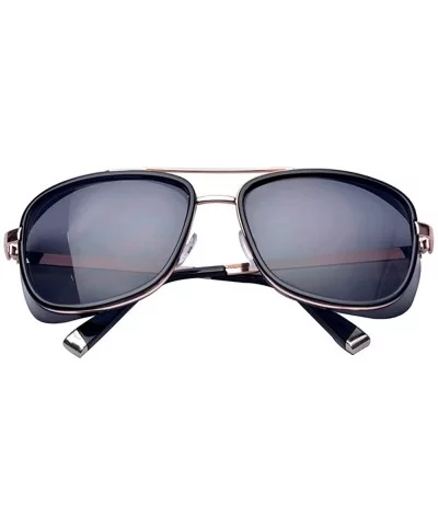 Iron Man Tony Retro Sunglasses Windshield Double Beam Square Metal Frame Glass - Black - CU18SRU278W $6.18 Shield