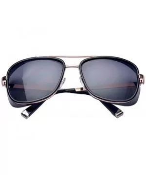 Iron Man Tony Retro Sunglasses Windshield Double Beam Square Metal Frame Glass - Black - CU18SRU278W $6.18 Shield