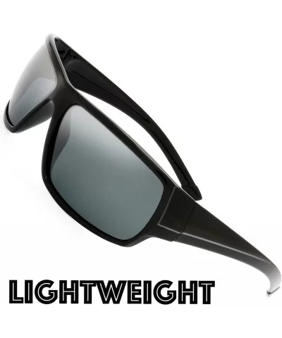 Rectangle Lightweight Polarized Sunglasses for Men Women - S105-shiny Black - CD18EYGO6DZ $12.44 Sport