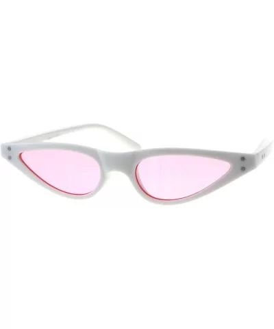 Womens 80s Retro Vintage Goth Narrow Rectangular Cateye Sunglasses - White Pink - CC18E0Z8D6H $6.61 Rectangular