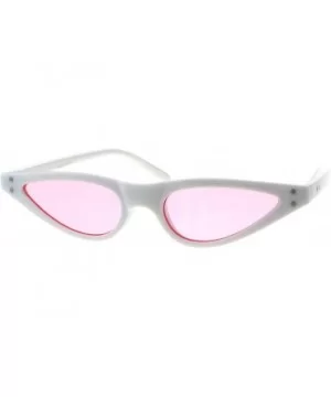 Womens 80s Retro Vintage Goth Narrow Rectangular Cateye Sunglasses - White Pink - CC18E0Z8D6H $6.61 Rectangular