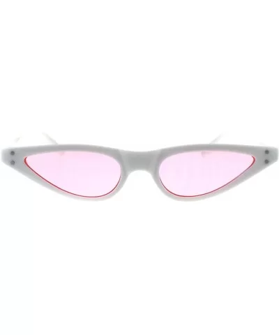 Womens 80s Retro Vintage Goth Narrow Rectangular Cateye Sunglasses - White Pink - CC18E0Z8D6H $6.61 Rectangular