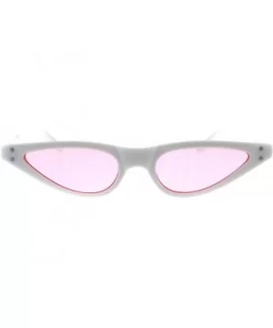 Womens 80s Retro Vintage Goth Narrow Rectangular Cateye Sunglasses - White Pink - CC18E0Z8D6H $6.61 Rectangular