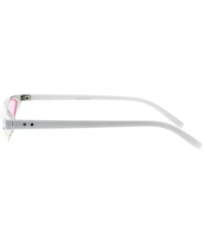 Womens 80s Retro Vintage Goth Narrow Rectangular Cateye Sunglasses - White Pink - CC18E0Z8D6H $6.61 Rectangular