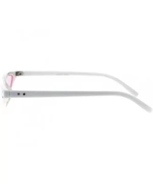 Womens 80s Retro Vintage Goth Narrow Rectangular Cateye Sunglasses - White Pink - CC18E0Z8D6H $6.61 Rectangular