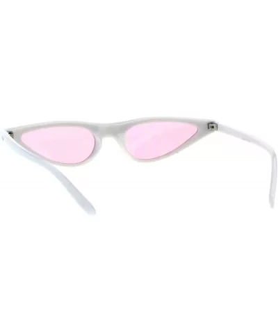 Womens 80s Retro Vintage Goth Narrow Rectangular Cateye Sunglasses - White Pink - CC18E0Z8D6H $6.61 Rectangular